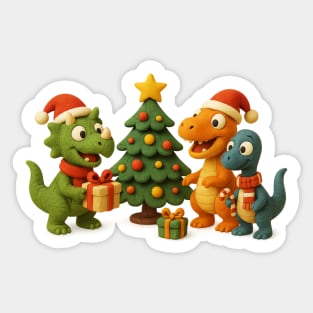 Dino Kids Clay Christmas Sticker